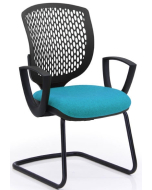Verco Operator/Task Chair - Carlo Black Medium Back Visitor Chair with Arms