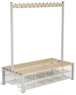 (EL) Changing Room / Cloakroom Double Sided Island Seating Bench with Compartments