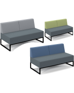 BT Focus Nera Modular Double Bench with Back, Black Frame and Three Different Fabrics