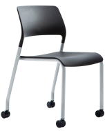 Verco Visitor / Conference Seating - Muse 4 legged Black Plastic Stacking Chair on Castors