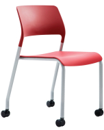 Verco Visitor / Conference Seating - Muse 4 legged Red Plastic Stacking Chair on Castors