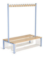 HOF Cloakroom Equipment - Double Sided Island Seating with Shoe Tray