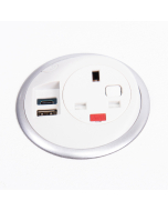 BT Focus Pixel in-surface power module 1 x UK socket, 1 x TUF (A&C connectors) USB charger