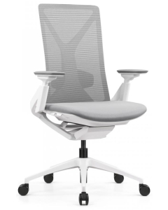 Aurora Seating - White & Grey Wishbone Ergonomic Italian Mesh Back Armchair