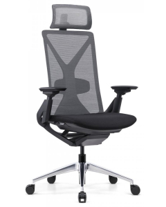 Aurora Seating - Plain Back Wishbone Ergonomic Italian Mesh Back Armchair with Headrest