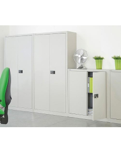 BT Drop Ship – Bisley Steel 2 Door Storage Cupboards with Shelves - Grey, White & Black