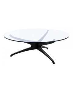 Aurora Tables - 1M Circular Glass Coffee Table with Black Base