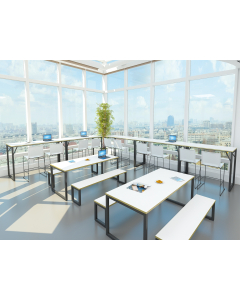 Robust Block Steel Frame Bench Dining Table W1200 x D800 x H740mm