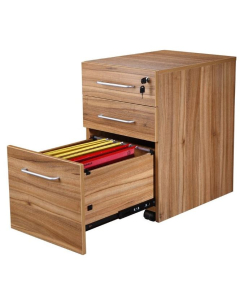 Alto Executive American Black Walnut 3 Drawer Under Desk Mobile Pedestal