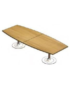 Polished Chrome Trumpet Base Leg Barrel Shaped Veneer Boardroom Table
