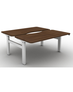 Move 3 Electric Height Adjustable Back To Back Sit-Stand Desks with Long Scallops & Rounded Corners