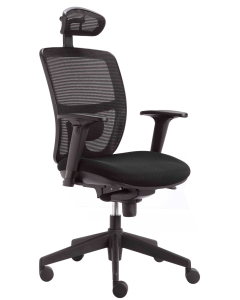 Aurora Seating - High Back Black Mesh Operator Armchair with Headrest