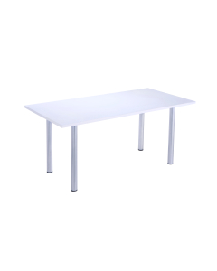 Aurora White 60mm Diameter Pole Leg Meeting Table 1600mm Wide