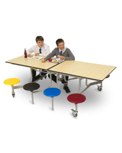 Folding Mobile Rectangular School Dining Table Seats 8 People
