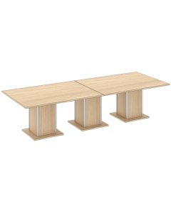 Elite Qube Rectangular Meeting Table with Triple Square Base