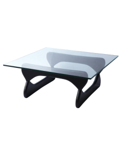 Aurora Tables - Rectangular Glass Coffee Table with Black Base