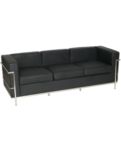 Aurora Seating - Triple Seat Sofa in Black Faux Leather 