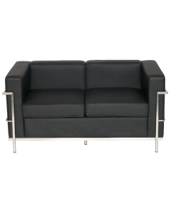 Aurora Seating - Two Seat Sofa in Black Faux Leather 