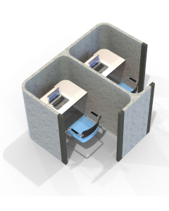 Acoustic Learning - End on End Hexagonal Double Study Booths Including Desks 1400mm High